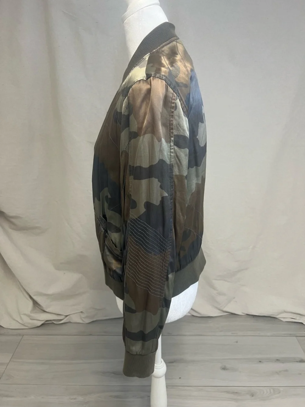 Marrakech Camo Bomber Jacket Olive Green Sz S Street Style Corpcore Military - Picture 3 of 8